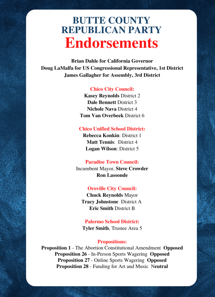 Endorsements | Butte County GOP